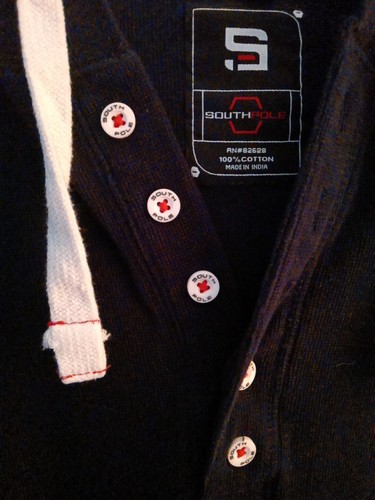 XL South Pole Long Sleeve 5 Button Up Pull Over. Blue/Hood. Hip Hop Street Wear - Picture 4 of 4