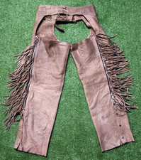 Vintage Women's Hudson Genuine Leather Chaps Motor Cycle Light Brown Size Medium