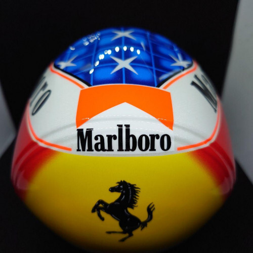 1/2 ヘルメット M.シューマッハ フェラーリ1996年スペイン マルボロ仕様 TBデカール 1/2 M.シューマッハ 1996 ヘルメット マルボロ