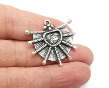 Ethnic Charms Blank Resin Bezel Mosaic Mountings Cabochon Setting Antique Silver