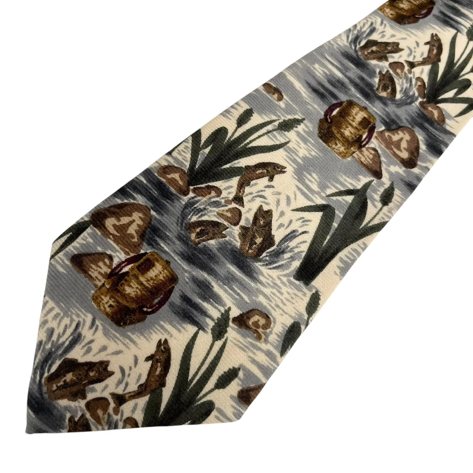 Polo Ralph Lauren Mens Vtg Tie Jumping Fish Trout Wool USA 4.25" (W) x 54.5" (L) - Image 3 of 4