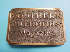 VINTAGE SOLID BRASS SOUTHERN OUTDOORS MAGAZINE BELT BUCKLE MADE IN USA LTD ED