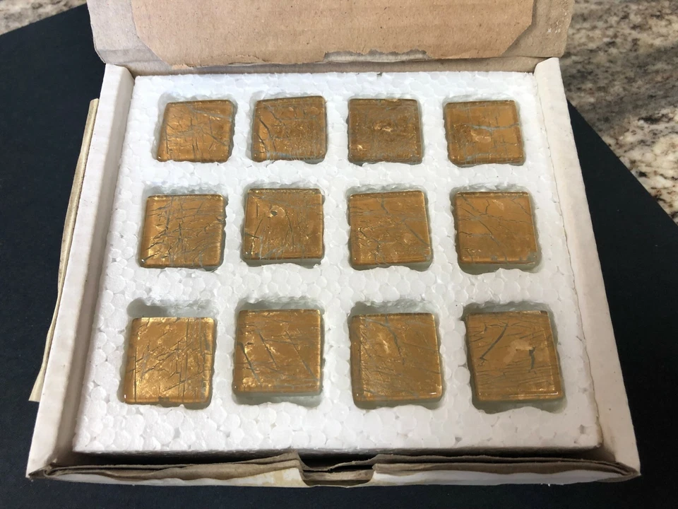 1x1瓷砖意大利金属玻璃裂纹背溅口音撒哈拉金1盒 — 第 2/4 张图片