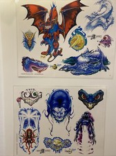 2 Sheets Adam Puckett Tattoo Johnny Tattoo Flash Wall Art Snake Dragon Mummy