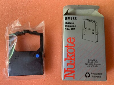 Nu-kote BM188 Black Replacement Cartridge Ribbon Okidata Microline 182, 192 NEW