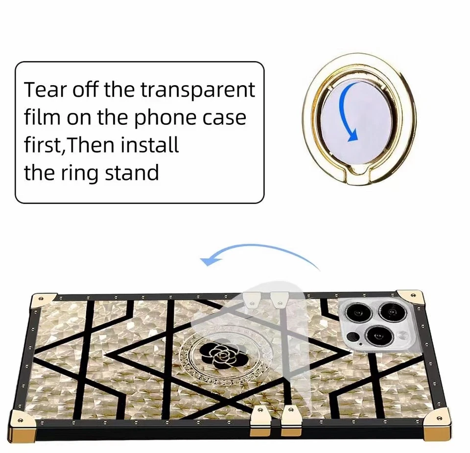 Bling Flower Ring Cover Case For Huawei Mate 60 Nova 13 P60 Honor 90 70 200 300 - Image 4 of 4