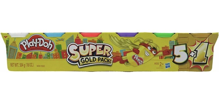 PLAY-DOH Play-Doh Super Gold 5 Pack Plus 1, assorted colors, Non