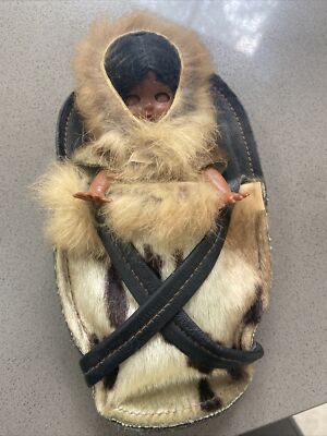 Vintage Native American Indian Inuit Eskimo Baby Doll Real Fur