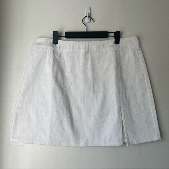Princess Polly White Lola Denim Side Slit Mini Skirt 12