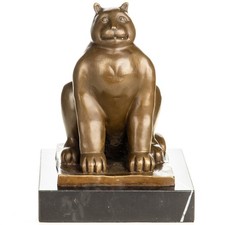 Bronze Skulptur Katze Moderne auf schwarzem Marmor sockel nach Fernando Botero