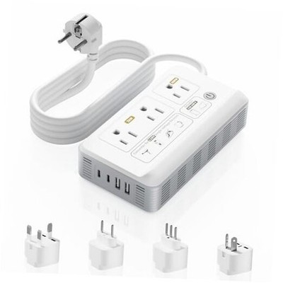 2000W Voltage Converter US to Europe, 7 in 1 Converter for European White