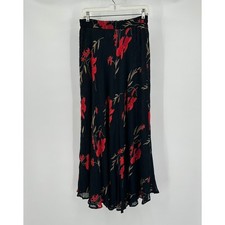 Womens Reversible Dark Floral Maxi Skirt Size M Boho Romantic Cottagecore Modest