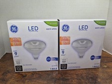 TWO- GE 45 Watt/ 7 Watt Outdoor LED Flood Light Bulbs PAR 38