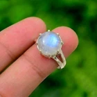 Moonstone & Aquamarine Ring 925 Sterling Silver Ring Gemstone Ring Women's Ring