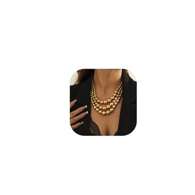 Multi Layer Metall Big Ball Collar Halskette Gothic Perlen Choker Halskette Statemen