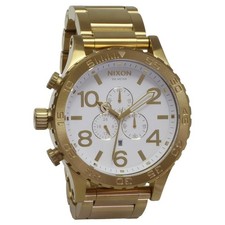 Nixon 51-30 Chrono Quartz Chronograph Mens Watch GOLD/WHITE Japan