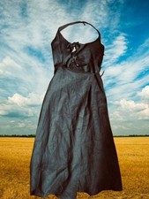 REFORMATION Linen Dress Halter Tie-Front Sleeveless Midi A-Line Size Med