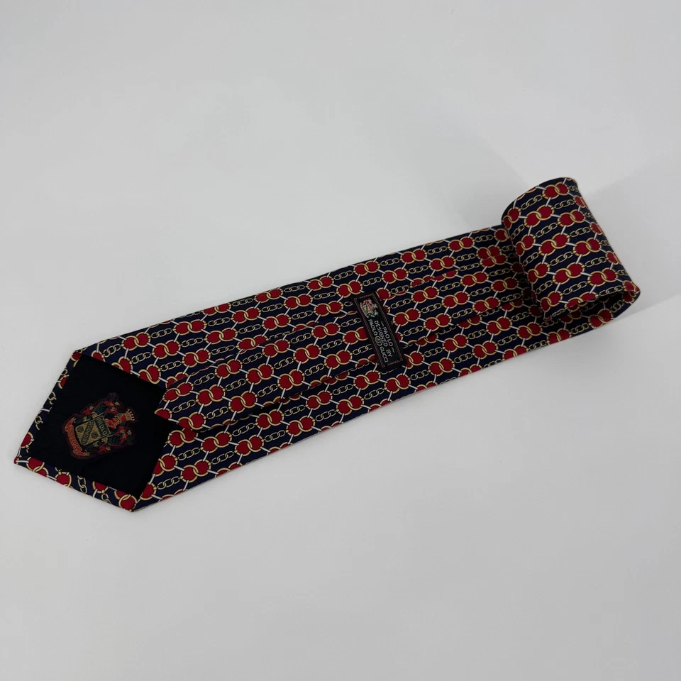 Corbata vintage Paolo Gucci diseñador rojo oro cadena estampado seda para hombre moda Foto 3 de 4