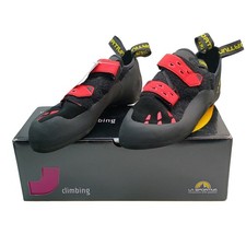 La Sportiva Tarantula Climbing Shoes Men Sz 9.5 Women 10.5 Black Poppy Hook Loop