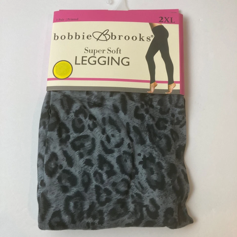 (2) Bobbie Brooks 超柔软打底裤灰色 Leppard/Snake + 黑色瑜伽裤 2XL — 第 3/4 张图片