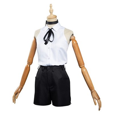 Reze Cosplay Costume Chainsaw Killer White School Uniform Dress Shirt Purple Wig