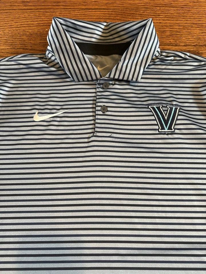 Nike Villanova Wildcats Dri-FIT Tour Golf Polo Mens 3XL Striped Blue Grey NWT - Image 2 of 4