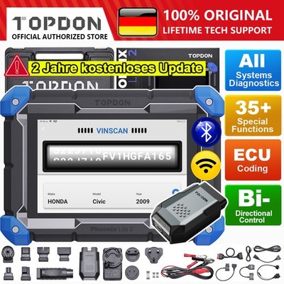 TOPDON Phoenix Lite 2 KFZ OBD2 Diagnosegerät Alle System ECU-Kodierung Deutsch