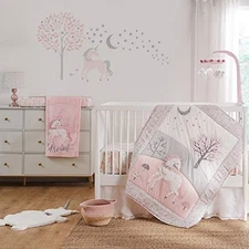 Levtex Baby Colette 5-Piece Unicorn Crib Bedding Set Pink Grey White Star