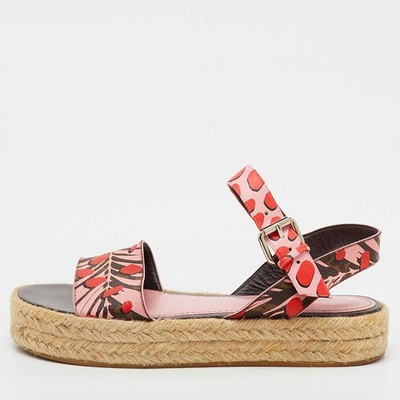 Louis Vuitton Pink Monogram Canvas Jungle Dots Hibiscus Espadrille Ankle Strap