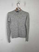 Quince Womens Sweater Gray XS Baby Alpaca Wool Blend Diamond Stitch Crew Neck