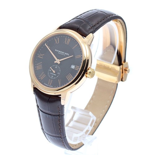 Montre Raymond Weil Maestro Small Second - Automatique Noir Et Or - Bracelet Cuir - Occasion