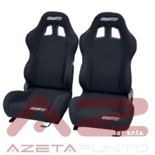 coppia sedili sportivi auto reclinabili races nero tessuto ergonomico con guide