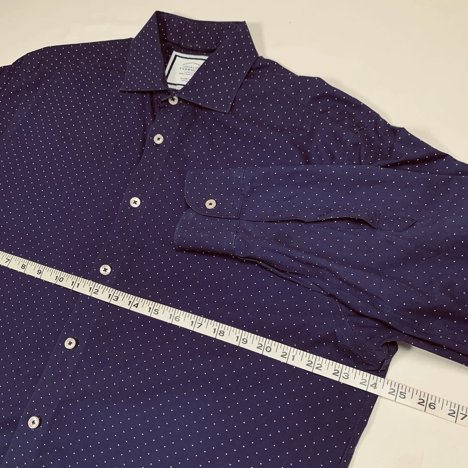 Charles Tyrwhitt Long Sleeve Button Up Shirt Mens 16.5 Classic Fit Blue Non Iron - Image 4 of 4