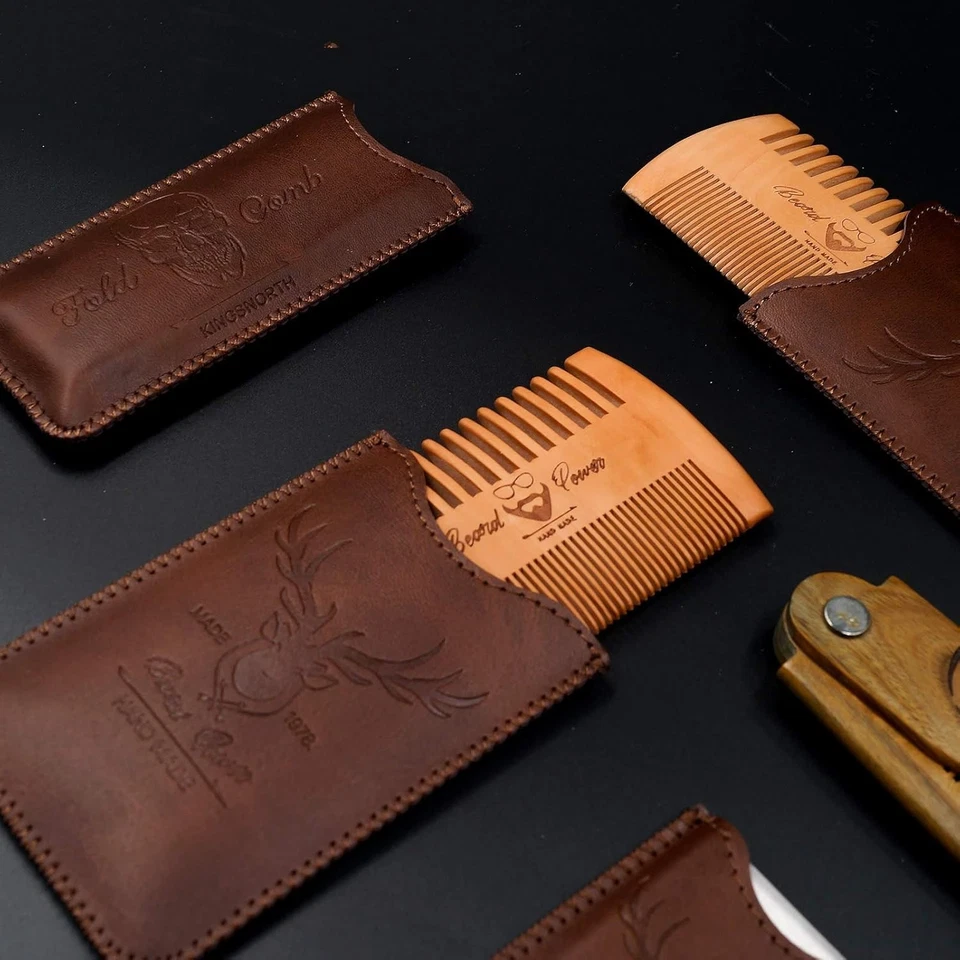 menesia wooden beard comb & durable case for men beard, fine & coarse teeth, ... - Image 3 of 4