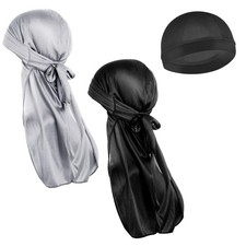 3Pcs Silky Durags for Men Women Waves Elastic Wave Cap  Silky Durag Caps