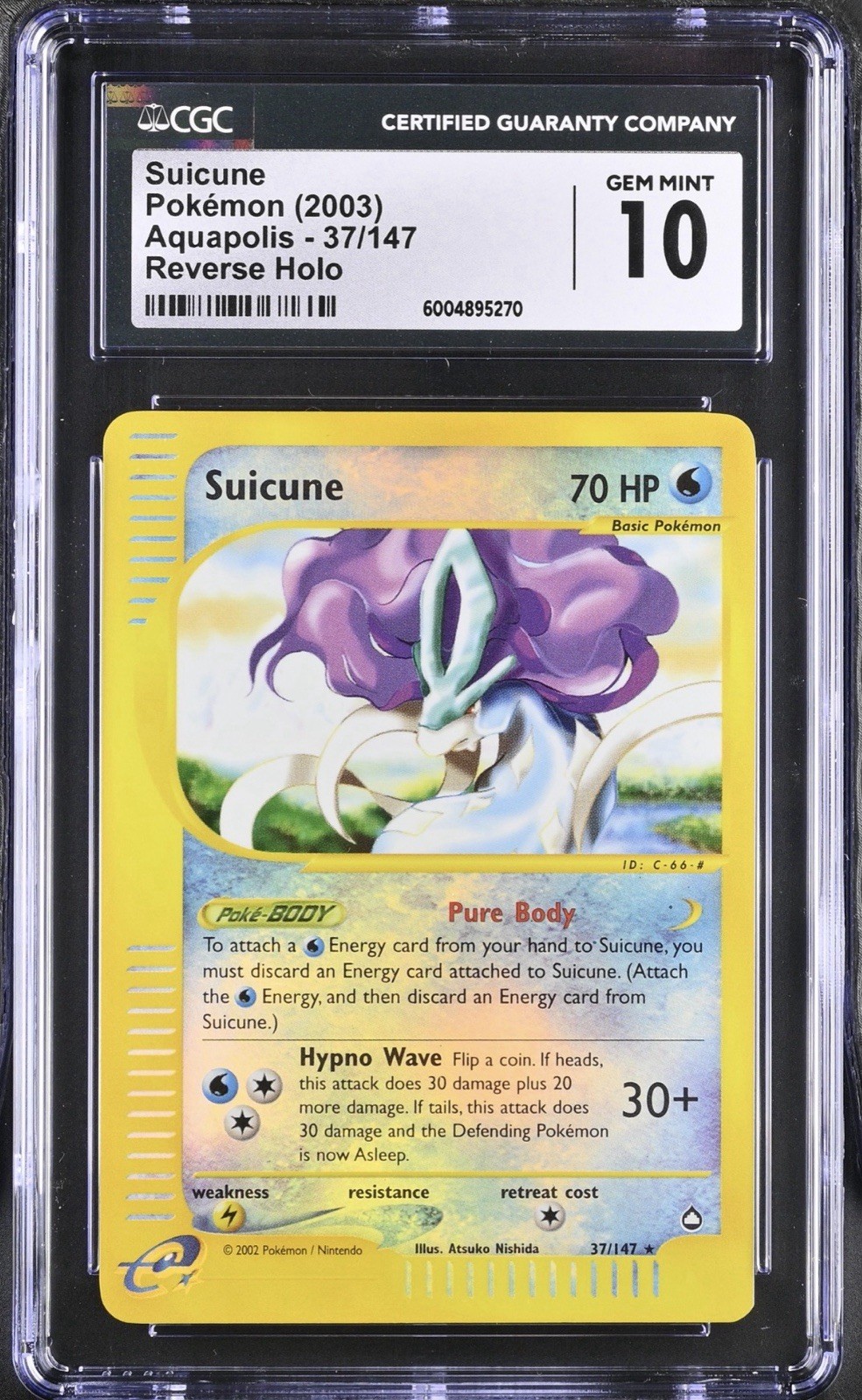 Suicune 37/147 Reverse Holo Aquapolis CGC 10 Gem Mint Pokemon Card LOW POP 🔥