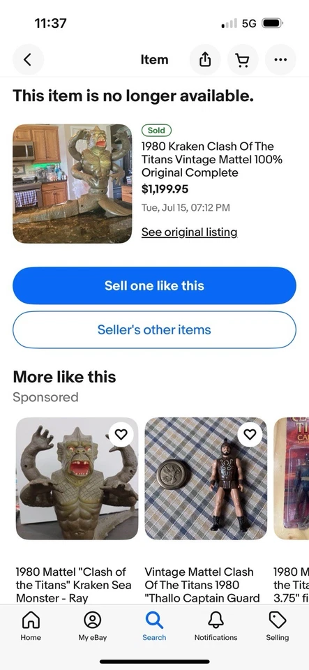 Mattel 1980 Choque de Titanes Kraken Sea Monster Foto 2 de 2