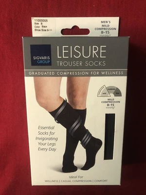 Sigvaris Men's Leisure Trouser Socks - 8-15 mmHg, Black, Size B, 9-11 - Image 1 of 4