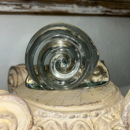 Blenko Sculpture Handcrafted Paperweight Clear Glass Snail Made In USA Gift