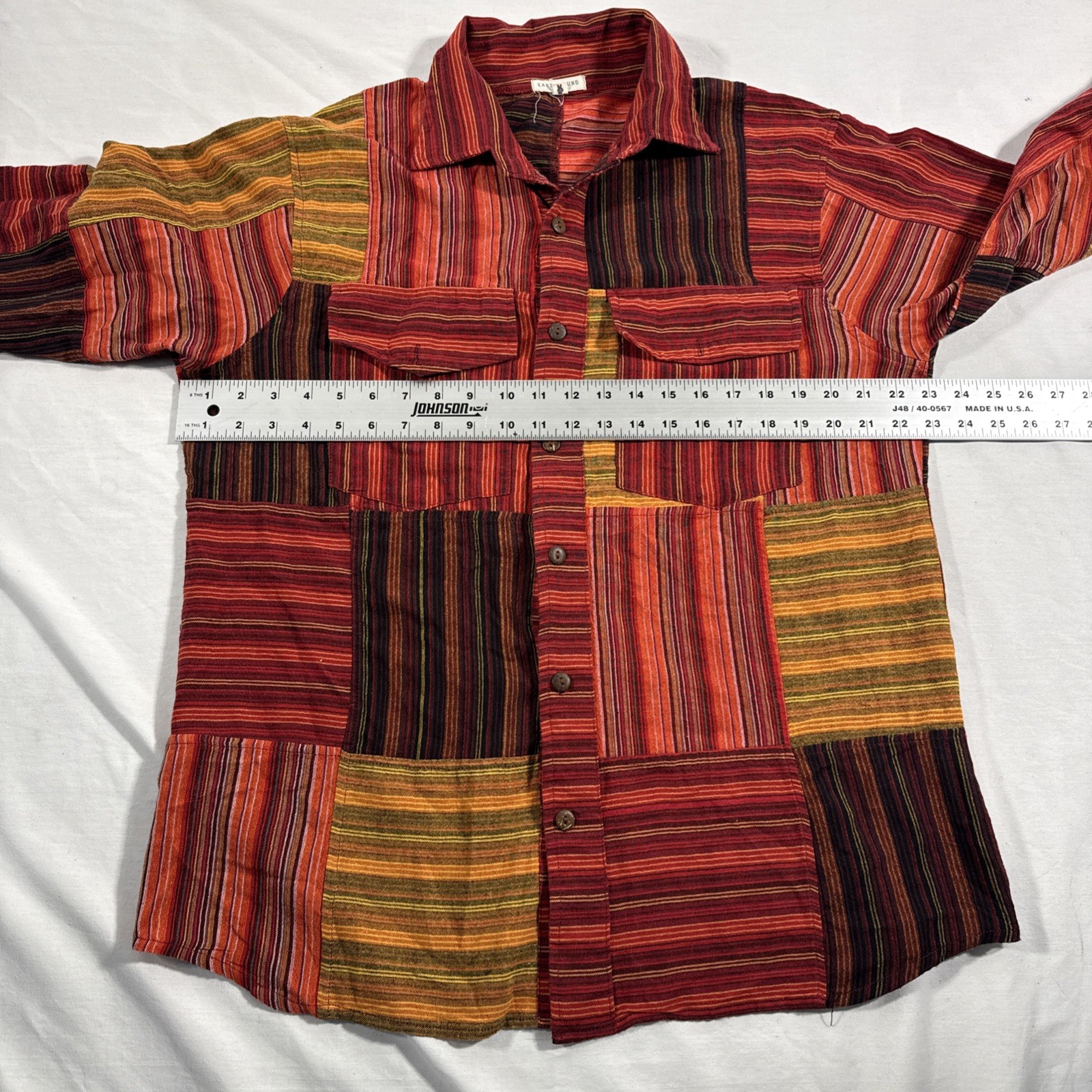 Earthbound Buy Orange Striped Patchwork Button Do… - image 6