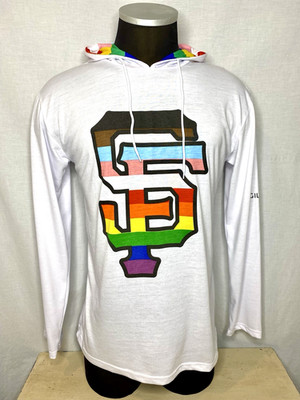 San Francisco Giants Shirt White XL LGBTQ Pride Long Sleeve Hooded Top