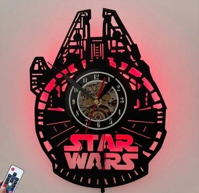 LED Star Wars 12'' Vinyl Schallplatte Silhouette Uhr - Hintergrundbeleuchtung LEDs und Fernbedienung
