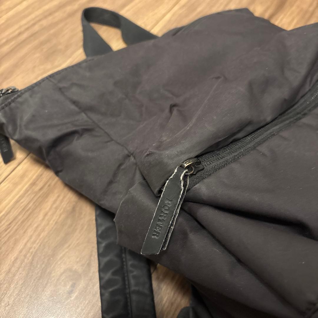 Porter Black Nylon Backpack  adjustable strap zip… - image 6