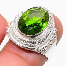 Green Peridot Gemstone 925 Sterling Silver Jewelry All Size Ring For Gift