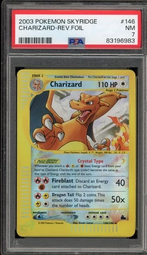 Pokemon Charizard Skyridge Crystal Reverse Holo Secret Rare #146 PSA 7