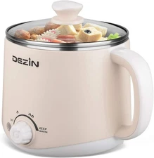 Dezin Electric Pot, 1.6L Ramen Cooker Stainless Steel (Without Steamer) - Beige