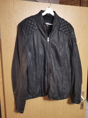 Tigha Lederjacke Nero Gr. XL Stone Washed