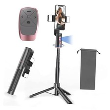Extendable Auto Face Tracking Tripod with Light, 360 Rotating Tripod, Both Pink