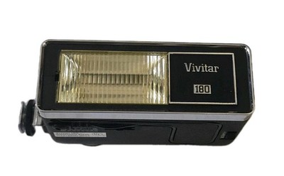 Vintage Vivitar 180 Electronic Flash with Case and Manual Charging Cord Working 