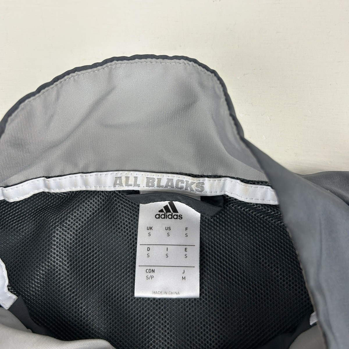 Adidas New Zealand All Blacks Rugby Full Zip Shell Jacket Size